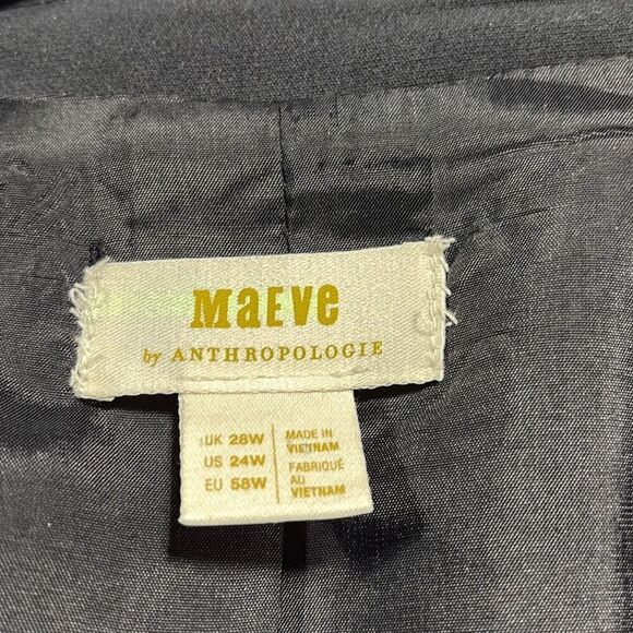 Anthropologie Maeve Roll-Sleeve Blazer Notched Collar Black‎ 24W NWOT - Picture 13 of 16